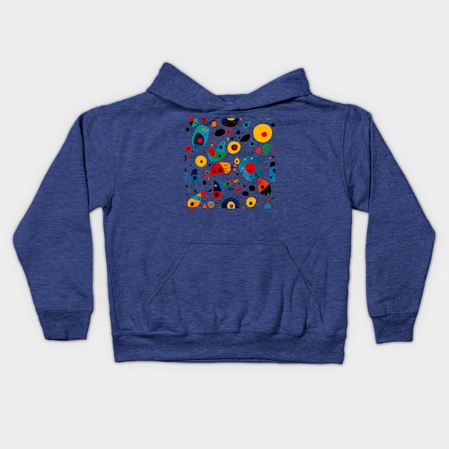 Vibrant Abstract, Miro's Sun Reimagined Kids Hoodie by trubble